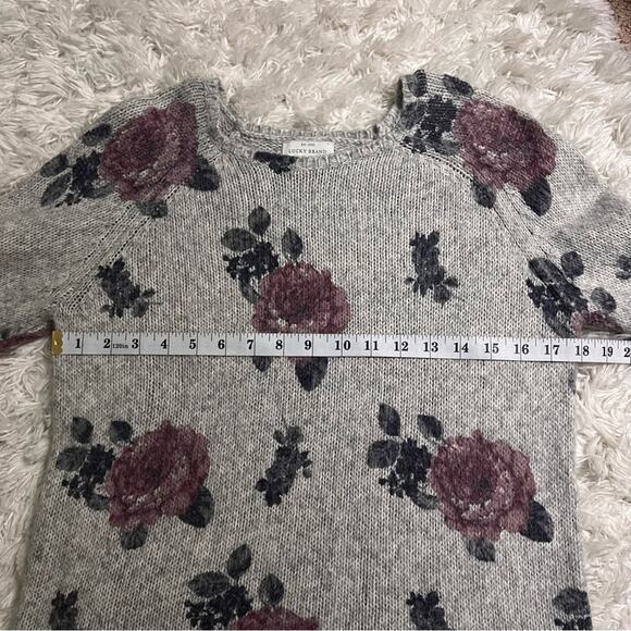 Lucky Brand Floral Gray Pullover Sweater Size M - Picture 7 of 8